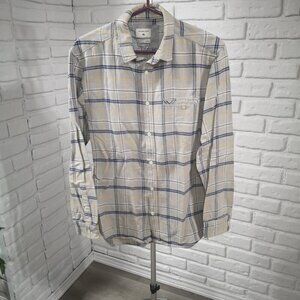 2 / $30.00 - Quicksilver Men's Modern Fit Size Medium Grey/Navy Plaid Shirt